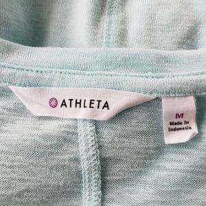 ATHLETA  Aqua Blue Loose Thread Half Sleeve Shirt